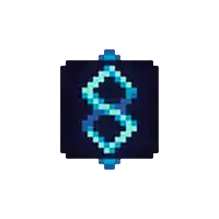 a pixel art drawing of the number 8 on a dark background