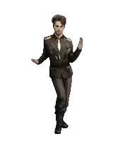 a man in a suit and tie is dancing in a pixel art style .