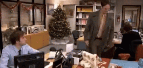 The Office Christmas Prank GIF - Jim Dwight Pranks - Discover & Share GIFs