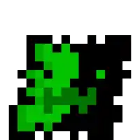 it looks like a pixel art of a frog .