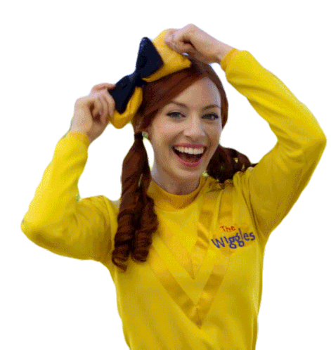Fixing Hair Bow Emma Wiggle Sticker - Fixing Hair Bow Emma Wiggle The Wiggles Stickers