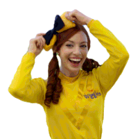 Fixing Hair Bow Emma Wiggle Sticker - Fixing Hair Bow Emma Wiggle The Wiggles Stickers