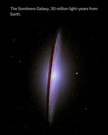 an image of the sombrero galaxy 30 million light-years from earth