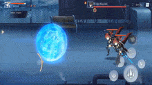 a screenshot of a video game with a blue sphere in the middle of the screen