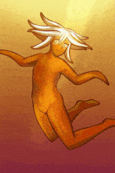 a drawing of a naked woman with white hair and eyes