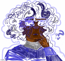 a drawing of a person wearing glasses with a question mark in the corner