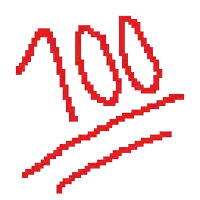 a pixel art drawing of the number 100 with a red line