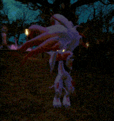 a computer generated image of a monster with a purple background