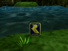 a rareware logo sits in front of a river