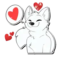 a cartoon drawing of a wolf with hearts around him