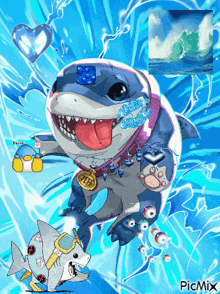 a picture of a shark with a collar that says ' i love you ' on it
