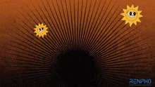 a renpho logo with two smiling suns on a dark background