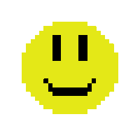 a pixel art of a sad smiley face