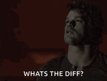 a man is asking what 's the diff while looking up at the sky .