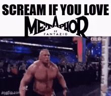 a man is standing in a boxing ring with the words `` scream if you love me ! ''