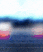 a painting of a blue sky with a purple horizon