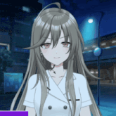 a girl with long hair is wearing a white jacket