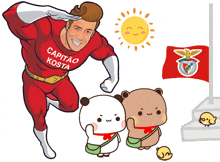 a cartoon of a man in a red superhero costume with capitao kosta written on it