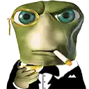 a cartoon character is wearing a tuxedo and smoking a cigarette while holding a glass of champagne .