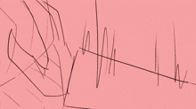 a white hand is touching a pink surface