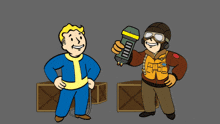 a cartoon of a man holding a device that says bb