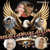 a picture of a group of people with an eagle and the words " assalamualaikum "