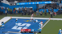 a football game between the chargers and the chiefs is being played