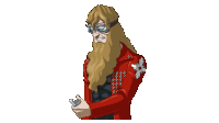 a man with a beard wearing a red jacket and goggles
