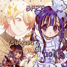 a collage of anime characters with the words bff 's tsukasa & aoi on the bottom