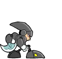 a cartoon drawing of a robot holding a gun and a hammer .
