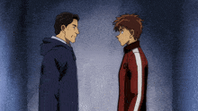 a man in a red jacket with the number 8 on it