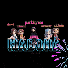 a group of dolls are sitting in front of a fireworks display with the words parkiyen mimic nancy zidnia