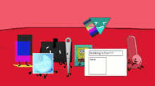 a bunch of cartoon characters on a red background including spongebob