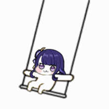 a cartoon of a girl sitting on a swing .