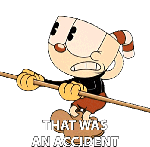 That Was An Accident Cuphead Sticker - That Was An Accident Cuphead The Cuphead Show Stickers
