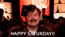 Happy Saturday Ron Swanson GIF - Happy Saturday Ron Swanson Parks And Rec GIFs