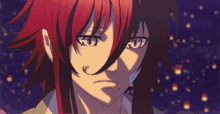 a close up of a person 's face with a purple background that says ' tokyo ghoul ' on the bottom
