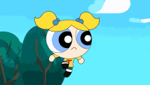 bubbles from the powerpuff girls flying in the air