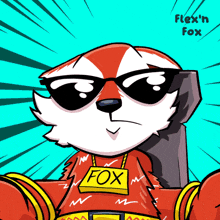 a cartoon fox wearing sunglasses and a fox necklace