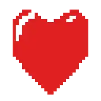 a pixel art of a broken red heart on a white background .