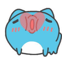 a blue frog with a red heart on its head
