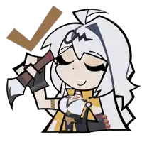 a cartoon of a girl holding a brush and a check mark