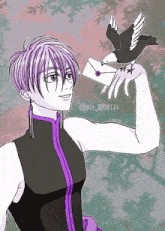 a drawing of a person holding an envelope and a bird with the numbers os916 8108114