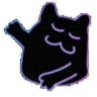 a silhouette of a black cat with a purple outline and the number 33 on its face .