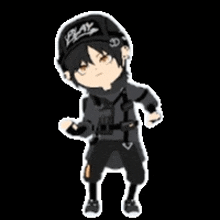 a cartoon of a boy wearing a hat and headphones dancing .