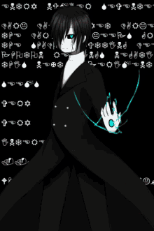 a black and white image of a person surrounded by icons