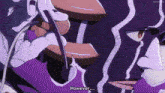 a man with a purple mask says however