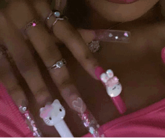 Custom Gel Press on Nails Short Coffin Hello Kitty Nails – Nola7Nails