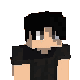 a pixel art of a boy wearing a black shirt and black hair .