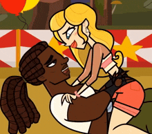 a cartoon of a man carrying a woman on his shoulders
